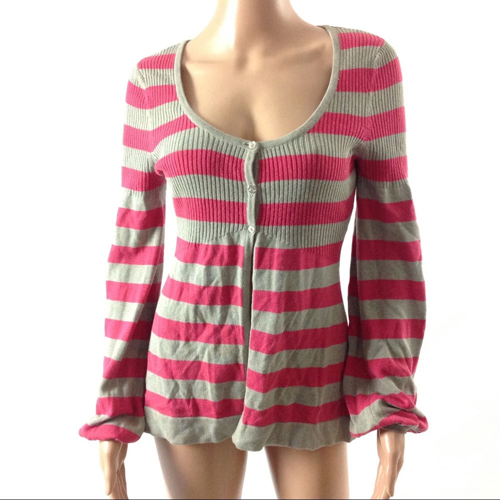 Womens Sweater Size M Striped Pink Gray